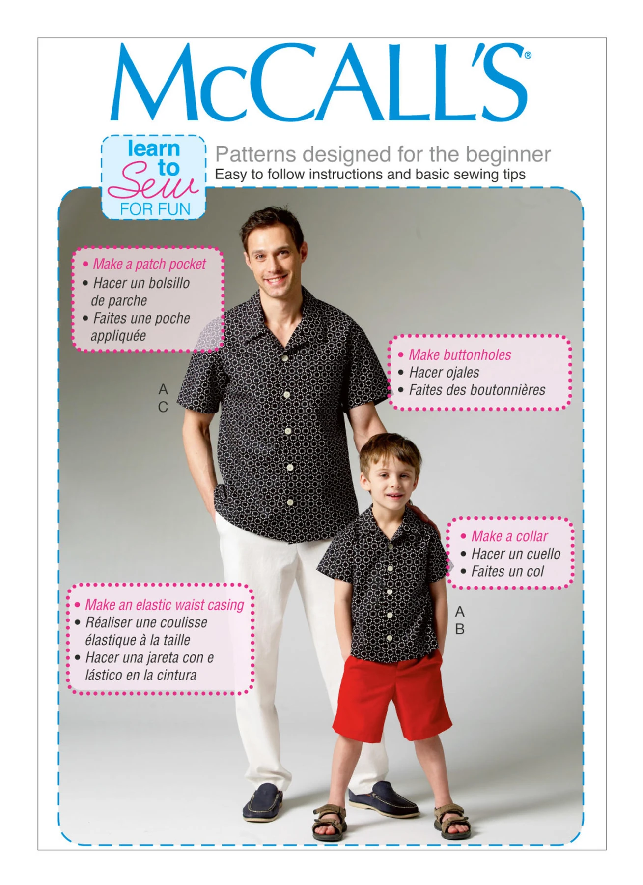 McCall's Sewing Pattern Men's/Boys' Shirt, Shorts and Pants 1 McCall's Sewing Pattern Men's/Boys' Shirt, Shorts and Pants