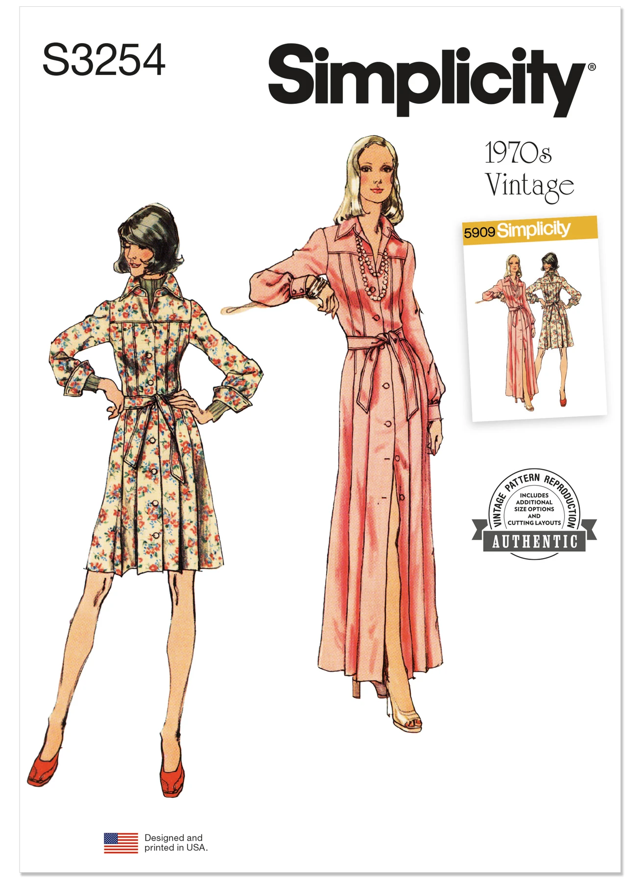 Simplicity Sewing Pattern 1970s Misses' Shirtdress in Two Lengths 1 Simplicity Sewing Pattern 1970s Misses' Shirtdress in Two Lengths