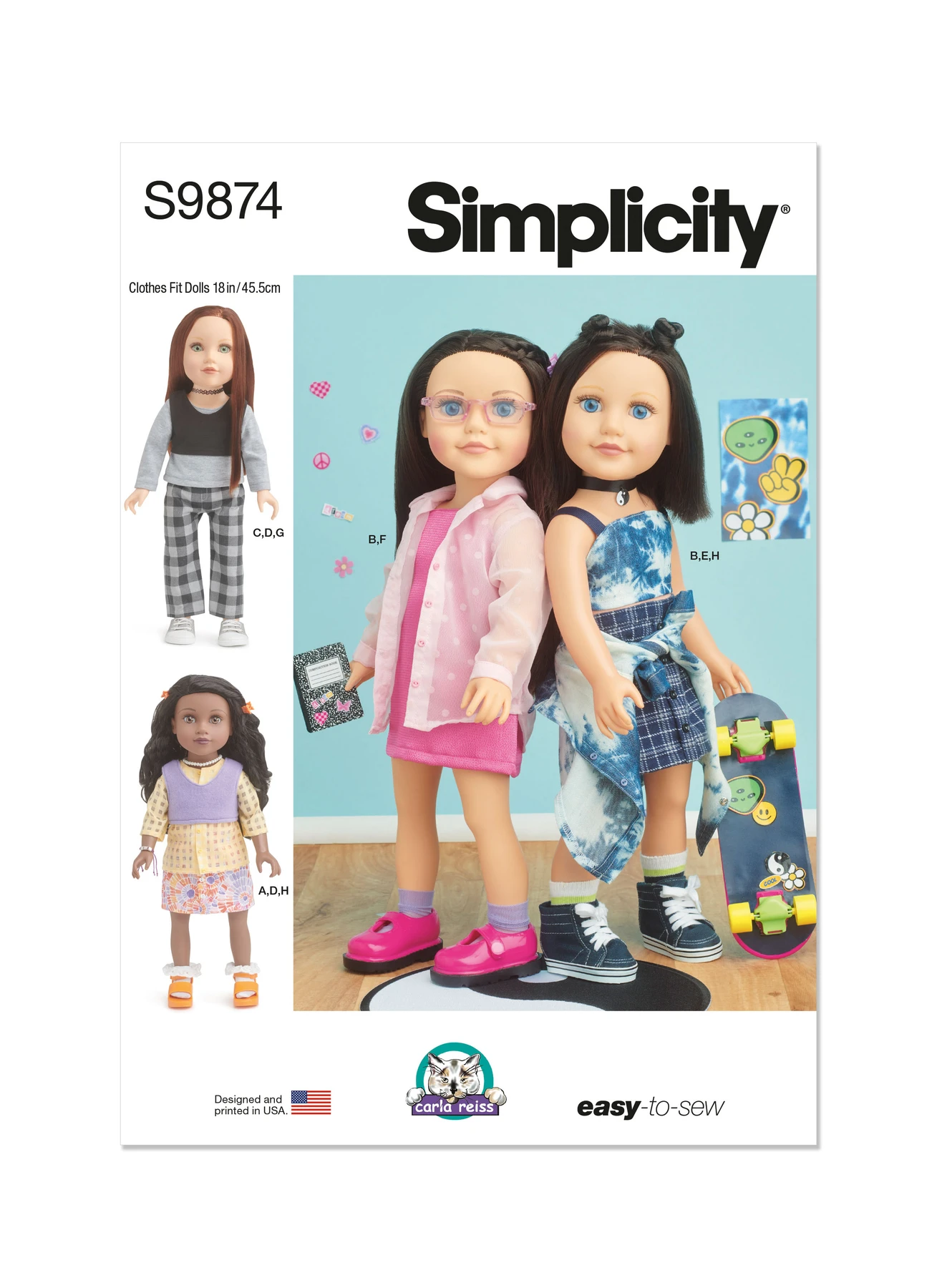 Simplicity Sewing Pattern 18" Doll Clothes by Carla Reiss Design 1 Simplicity Sewing Pattern 18" Doll Clothes by Carla Reiss Design