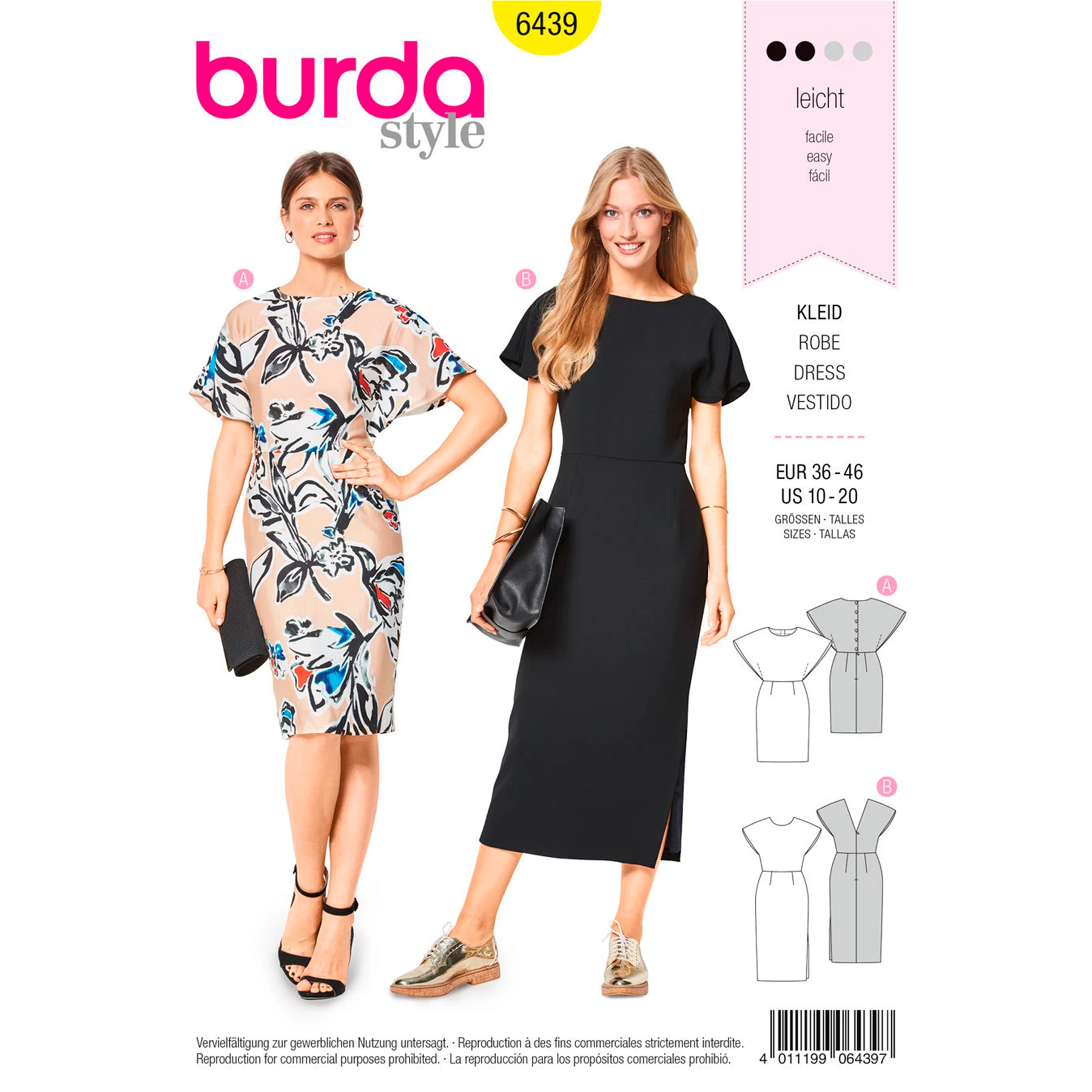 Burda Style Sewing Pattern Misses' Back Interest Dresses 1 Burda Style Sewing Pattern Misses' Back Interest Dresses