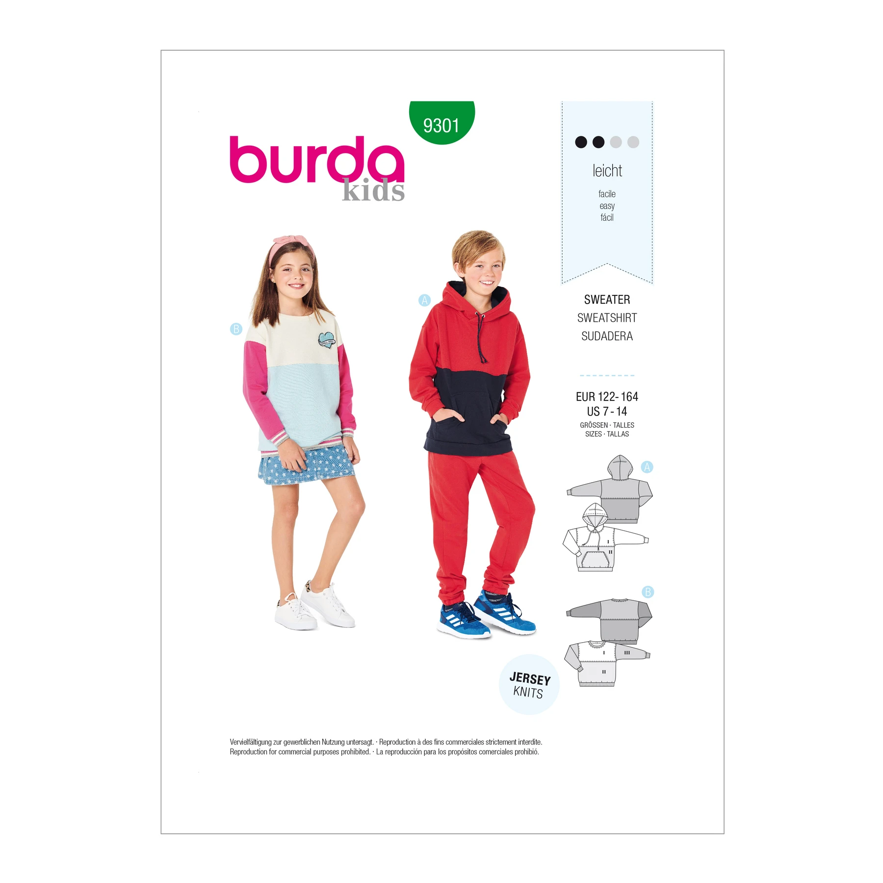 Burda Style Sewing Pattern Children's Sweatshirt & Hoodie Tops