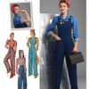 Simplicity Sewing Pattern 1940s Misses' Vintage Pants, Overalls and Blouses