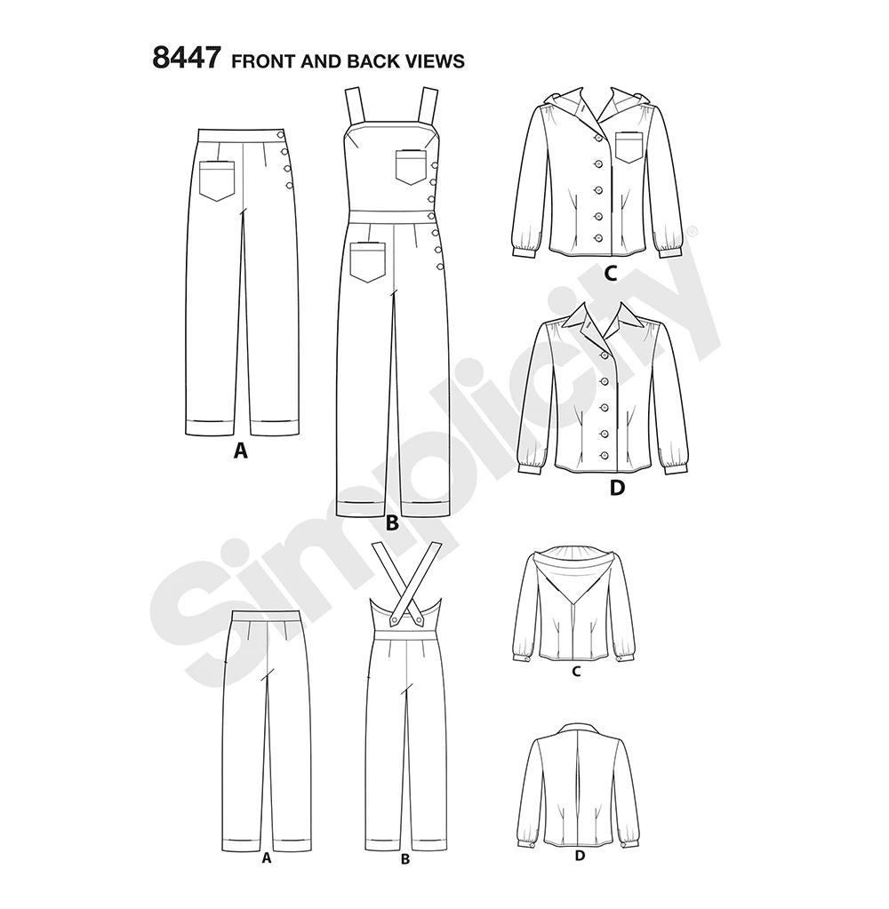 Simplicity Sewing Pattern 1940s Misses' Vintage Pants, Overalls and Blouses 6 Simplicity Sewing Pattern 1940s Misses' Vintage Pants, Overalls and Blouses