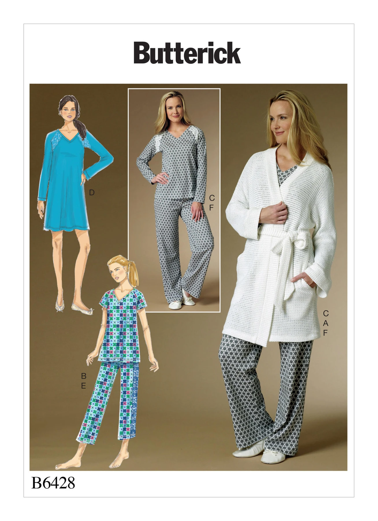 Butterick Sewing Pattern Misses' Robe, Raglan Sleeve Tops and Gown, and Pull-On Pants 1 Butterick Sewing Pattern Misses' Robe, Raglan Sleeve Tops and Gown, and Pull-On Pants