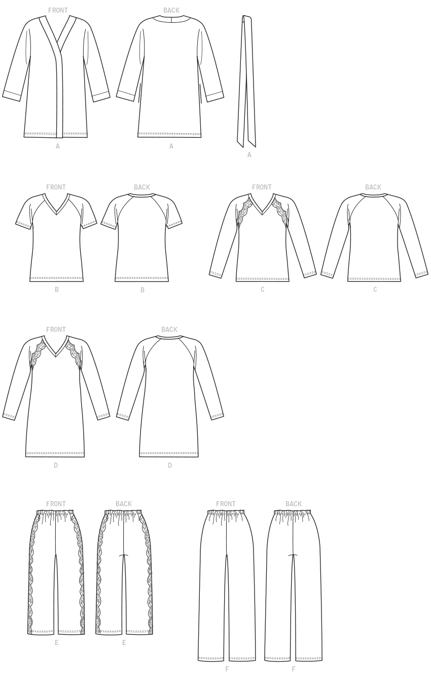 Butterick Sewing Pattern Misses' Robe, Raglan Sleeve Tops and Gown, and Pull-On Pants 7 Butterick Sewing Pattern Misses' Robe, Raglan Sleeve Tops and Gown, and Pull-On Pants