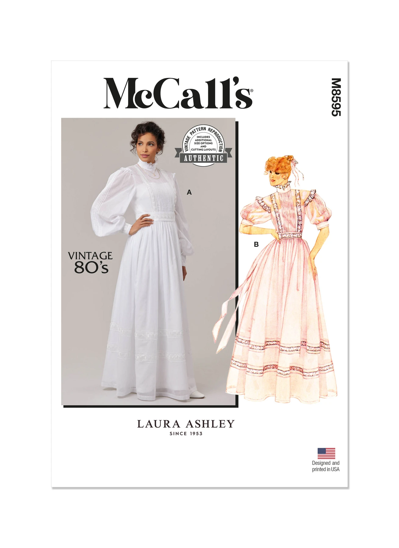 McCall's Sewing Pattern 1980s Misses' Gown, Slip and Sash by Laura Ashley 1 McCall's Sewing Pattern 1980s Misses' Gown, Slip and Sash by Laura Ashley