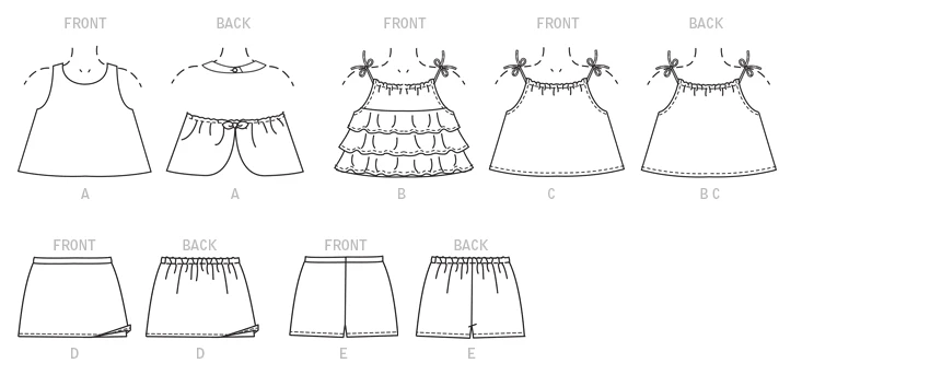 Butterick Sewing Pattern Children's/Girls' Sleeveless Tops, Skort and Shorts 11 Butterick Sewing Pattern Children's/Girls' Sleeveless Tops, Skort and Shorts
