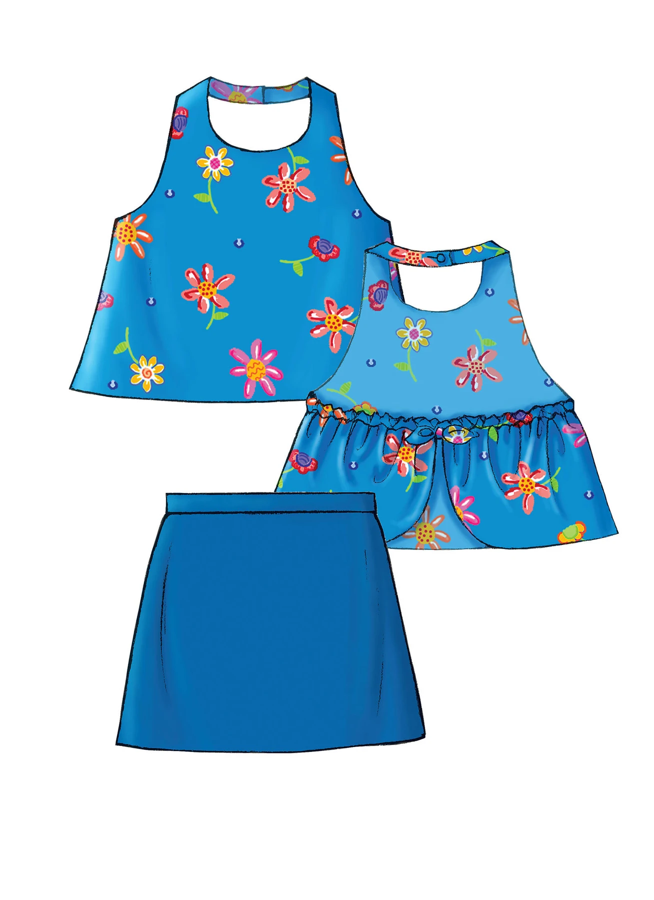 Butterick Sewing Pattern Children's/Girls' Sleeveless Tops, Skort and Shorts 5 Butterick Sewing Pattern Children's/Girls' Sleeveless Tops, Skort and Shorts