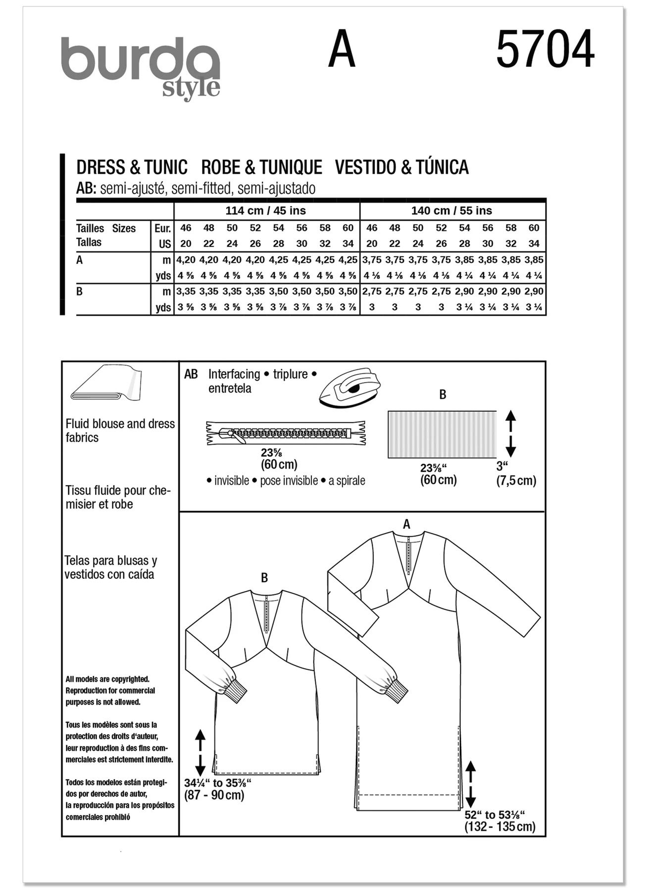 Burda Style Pattern 5704 Misses' Dress and Tunic 9 Burda Style Pattern 5704 Misses' Dress and Tunic