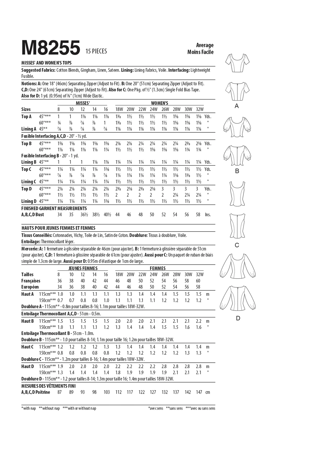 McCall's Sewing Pattern Misses' and Women's Tops 8 McCall's Sewing Pattern Misses' and Women's Tops