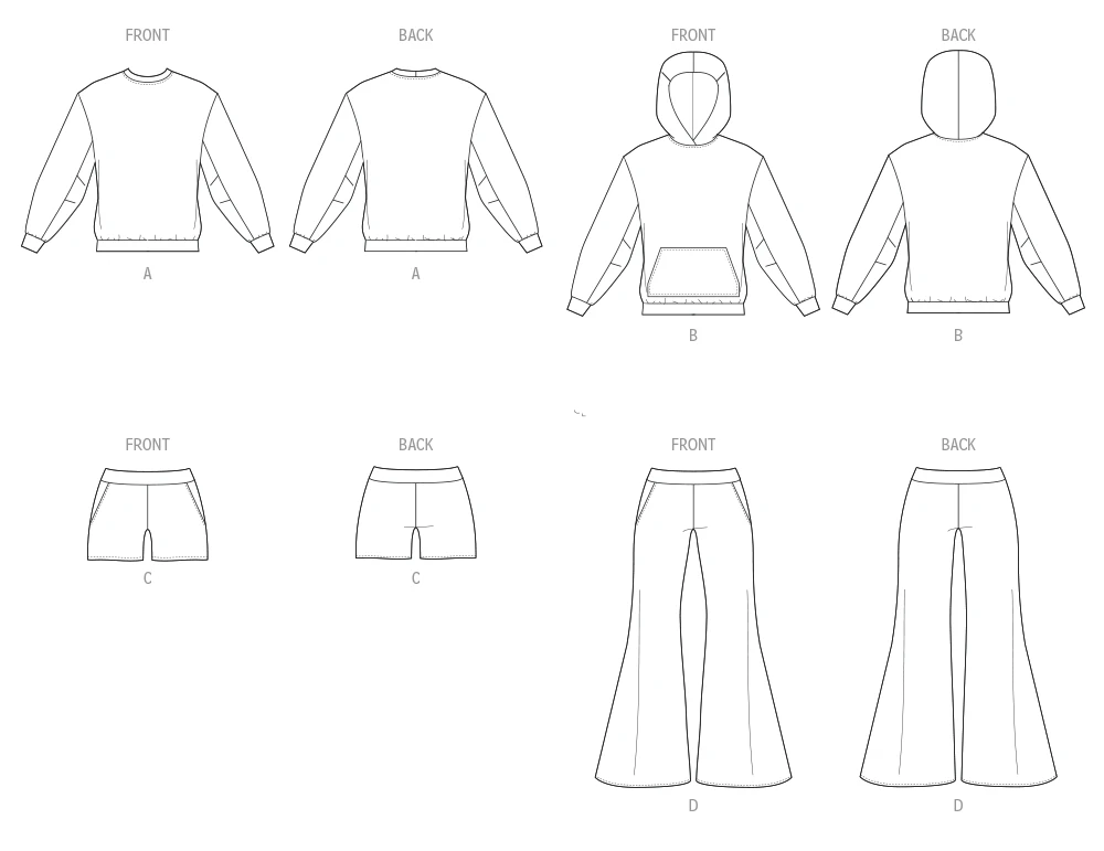 McCall's Sewing Pattern Misses' Sweatshirt, Hoodie, Shorts and Pants (PDF) 9 McCall's Sewing Pattern Misses' Sweatshirt, Hoodie, Shorts and Pants (PDF)