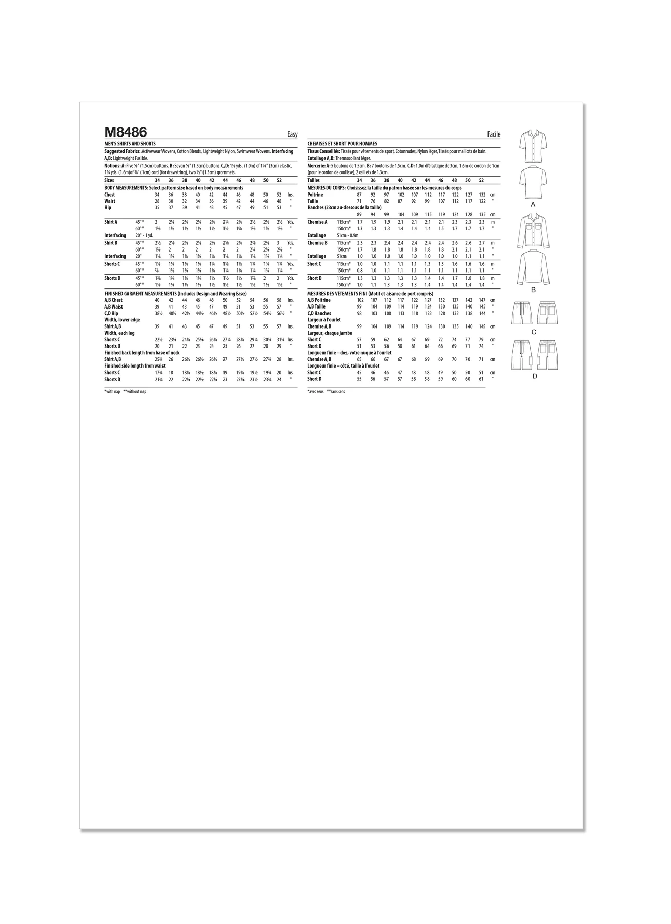 McCall's Sewing Pattern Men's Shirts and Shorts 8 McCall's Sewing Pattern Men's Shirts and Shorts