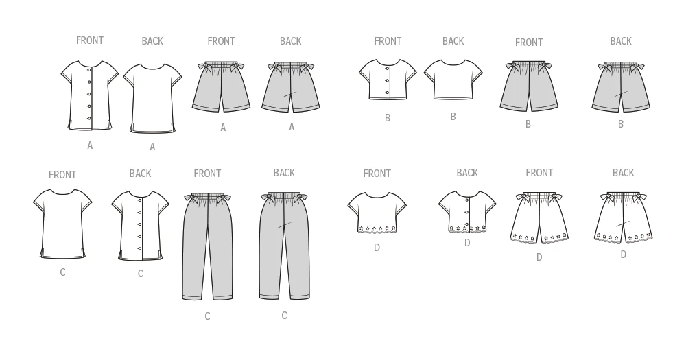 New Look Sewing Pattern Children's Tops, Shorts and Pants 4 New Look Sewing Pattern Children's Tops, Shorts and Pants