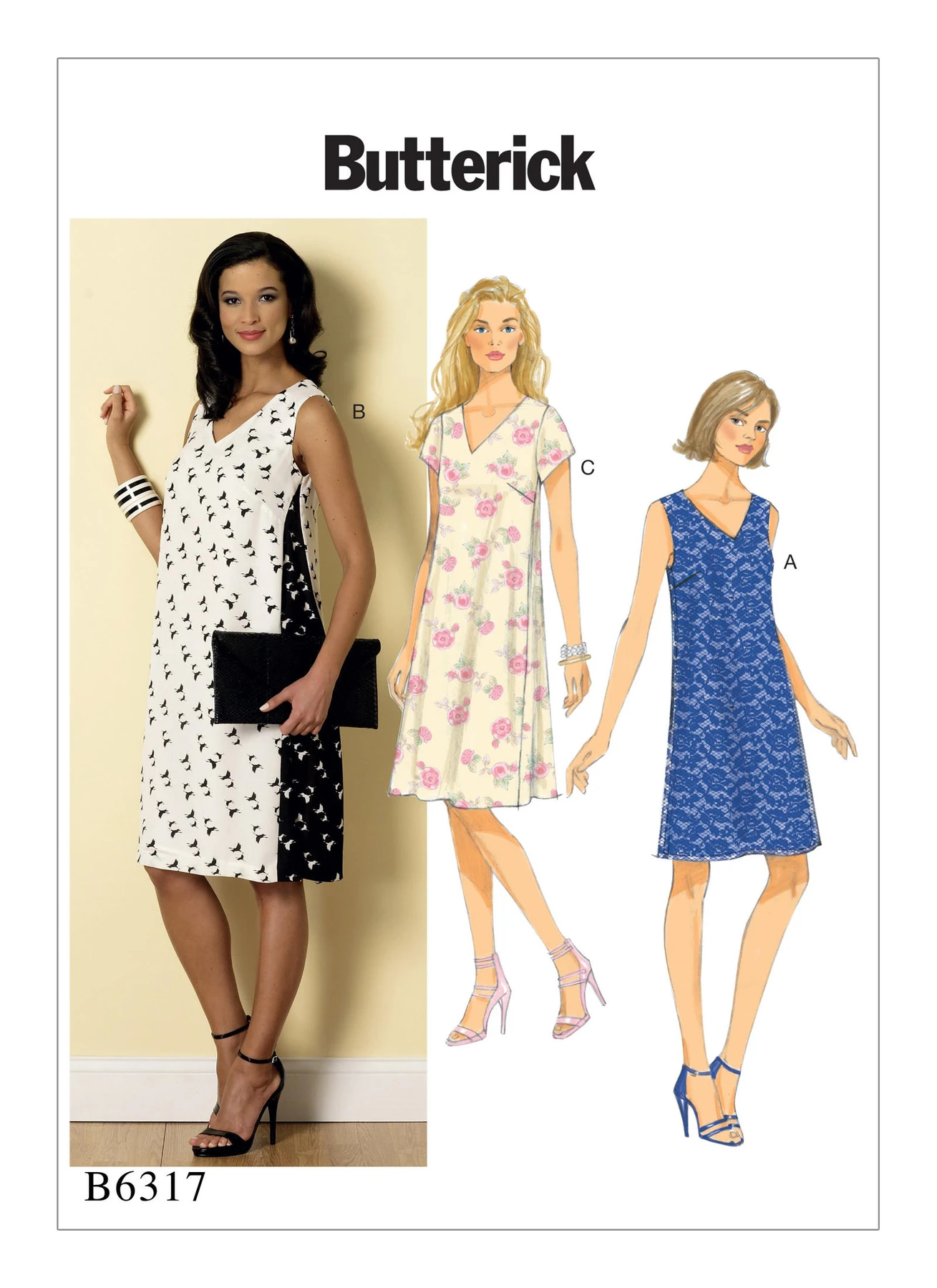 Butterick Sewing Pattern Misses' Pullover V-Neck Dresses 1 Butterick Sewing Pattern Misses' Pullover V-Neck Dresses