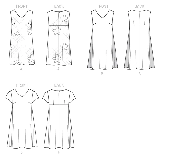 Butterick Sewing Pattern Misses' Pullover V-Neck Dresses 7 Butterick Sewing Pattern Misses' Pullover V-Neck Dresses