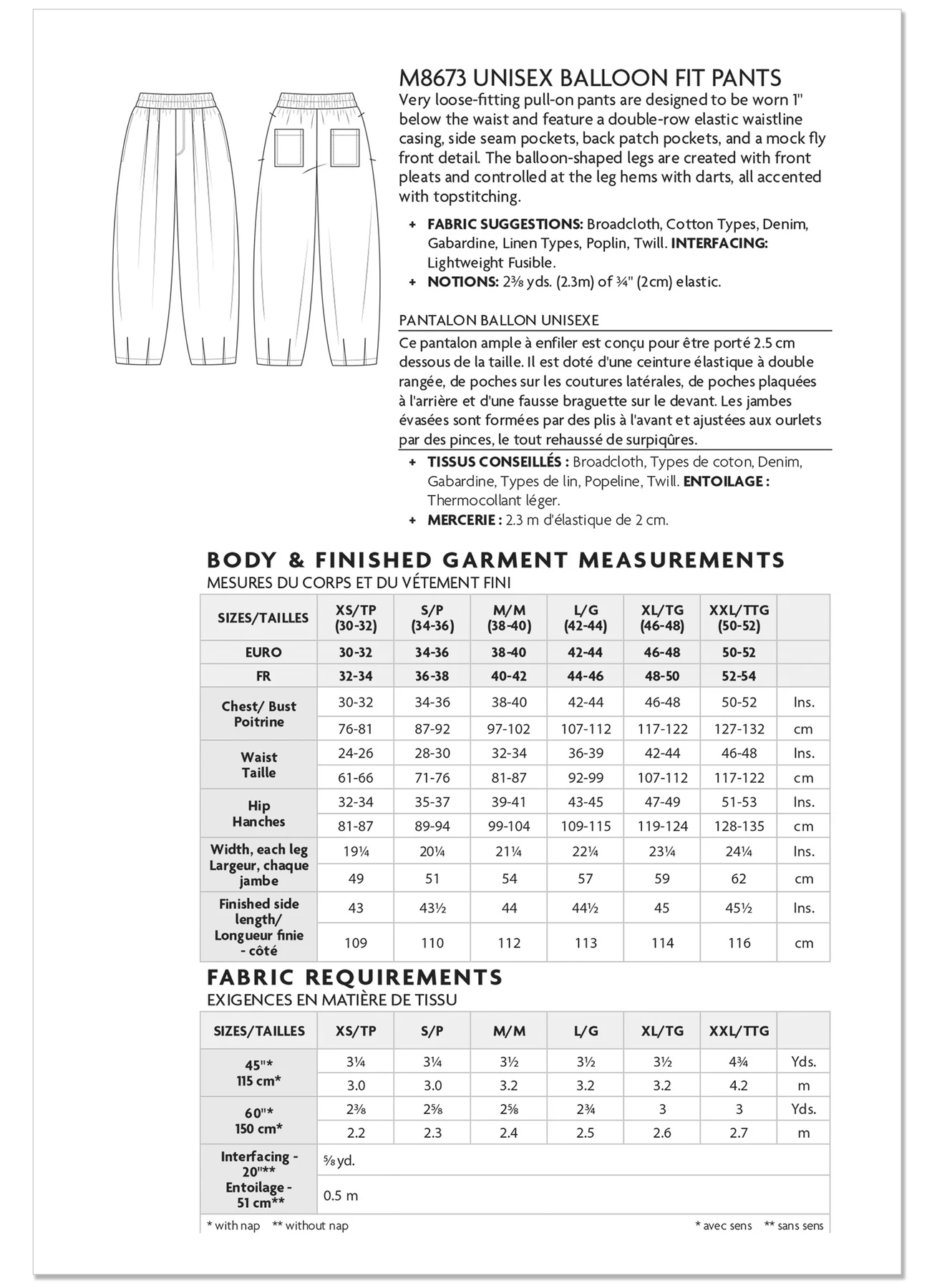 McCall's Sewing Pattern Unisex Balloon Fit Pants (PDF) 7 McCall's Sewing Pattern Unisex Balloon Fit Pants (PDF)