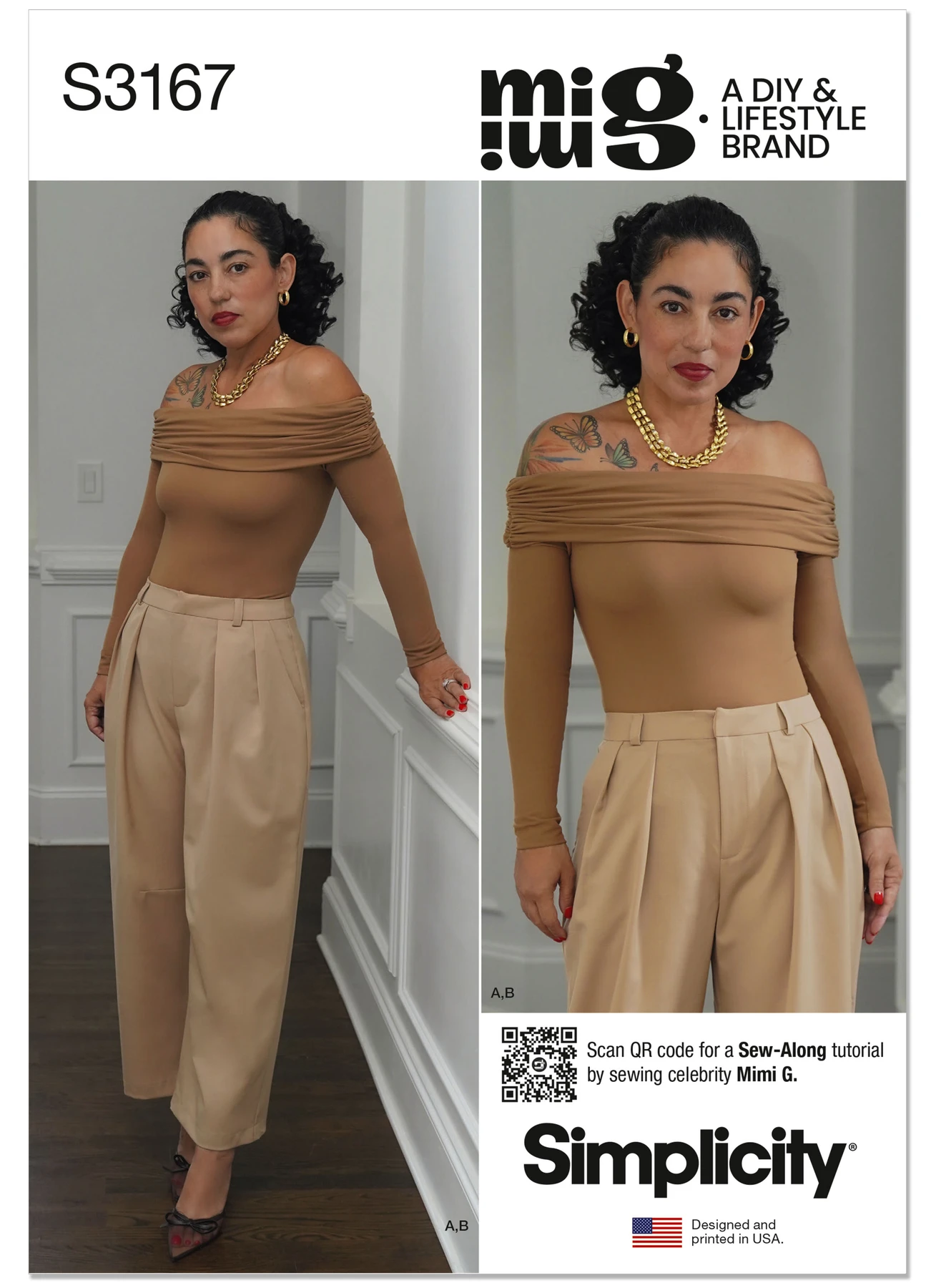 Simplicity Sewing Pattern Misses' Off The Shoulder Knit Top and Woven Trousers by Mimi G Style (PDF) 1 Simplicity Sewing Pattern Misses' Off The Shoulder Knit Top and Woven Trousers by Mimi G Style (PDF)