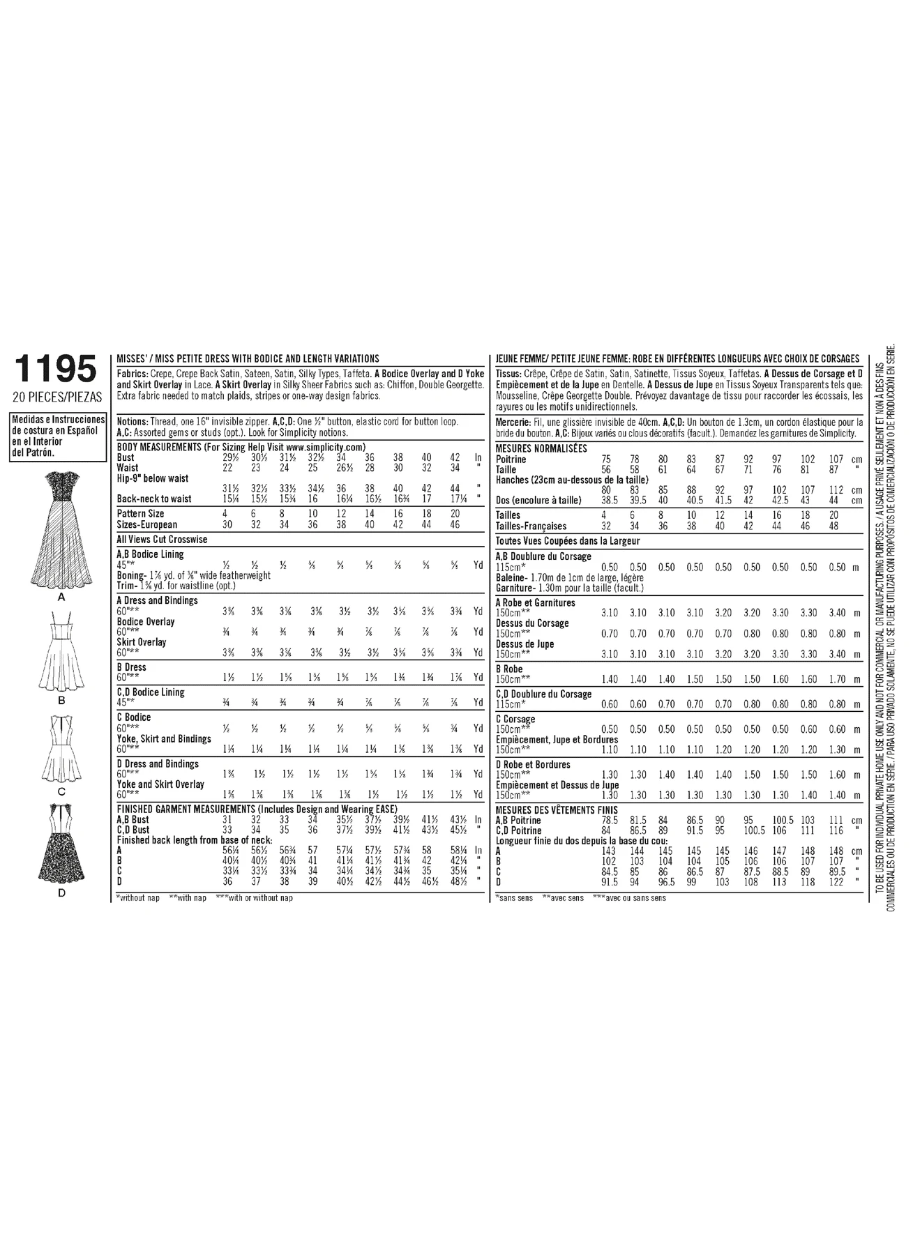 Simplicity Sewing Pattern Misses' & Miss Petite Special Occasion Dress 6 Simplicity Sewing Pattern Misses' & Miss Petite Special Occasion Dress