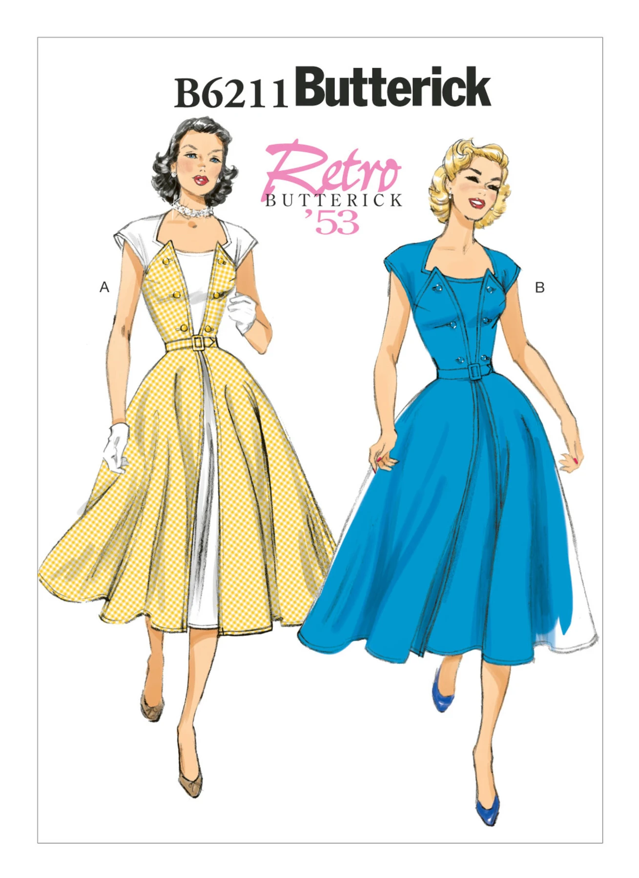 Butterick Sewing Pattern 1950s Misses' Pullover Wrap Dress and Belt 1 Butterick Sewing Pattern 1950s Misses' Pullover Wrap Dress and Belt