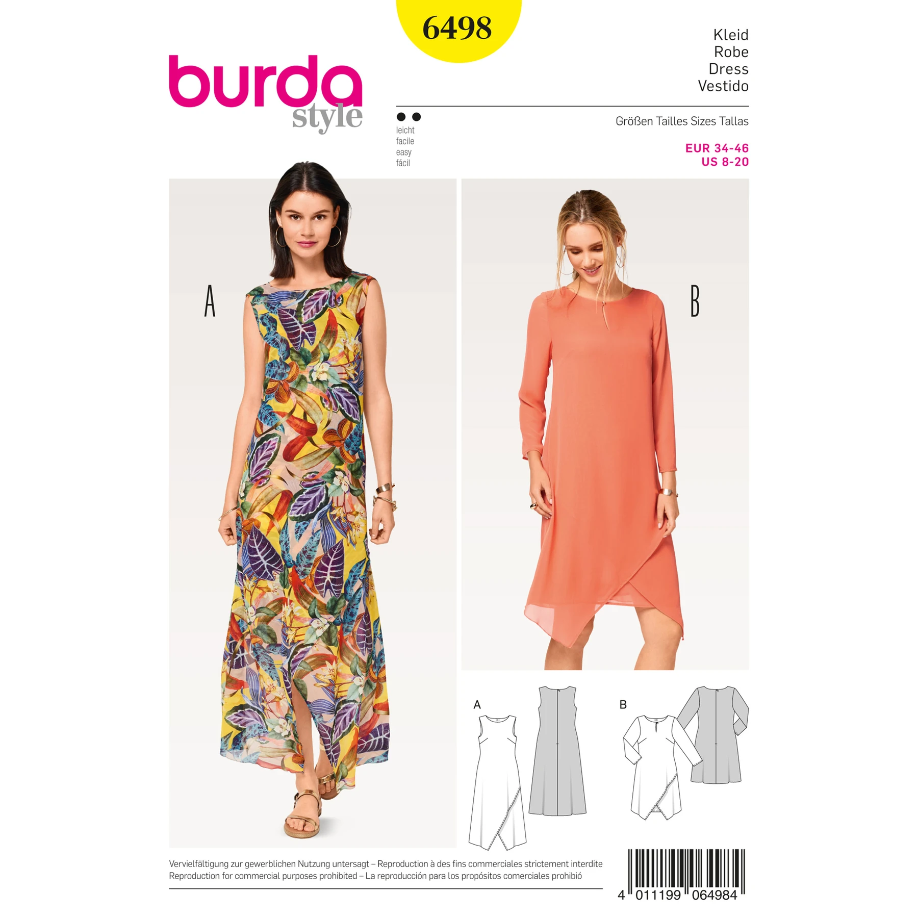 Burda Style Sewing Pattern Misses' Two Layered Dress
