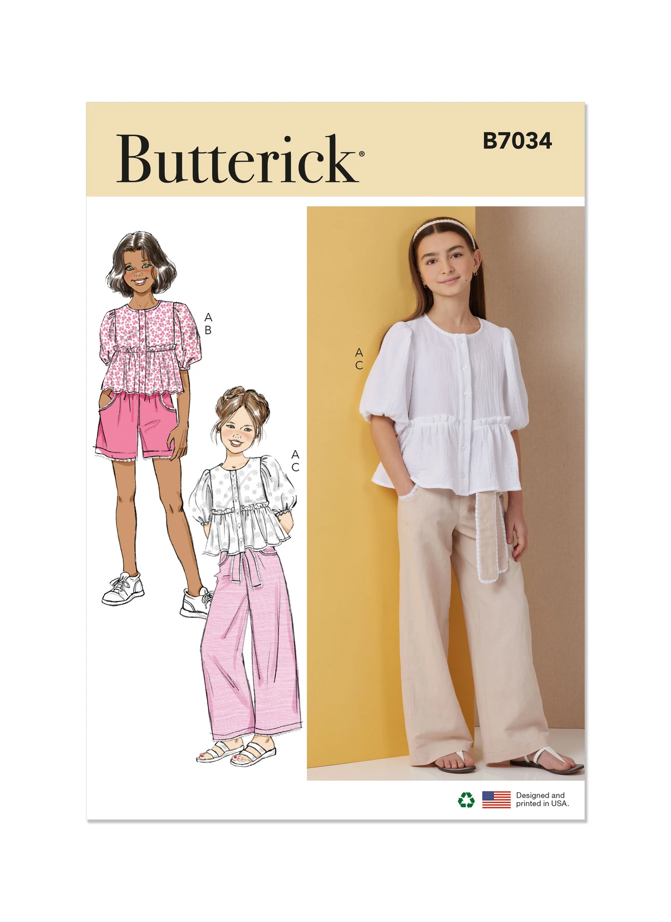 Butterick Sewing Pattern Girls' Top, Shorts, Pants and Sash (PDF) 1 Butterick Sewing Pattern Girls' Top, Shorts, Pants and Sash (PDF)