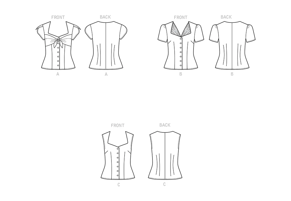 Simplicity Sewing Pattern Misses' Sweetheart-Neckline Blouses 4 Simplicity Sewing Pattern Misses' Sweetheart-Neckline Blouses