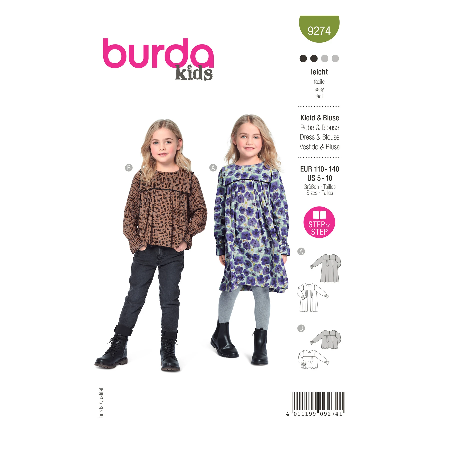 Burda Style Sewing Pattern Children's Dress, Blouse with Yoke - Loose Drape 13 Burda Style Sewing Pattern Children's Dress, Blouse with Yoke - Loose Drape