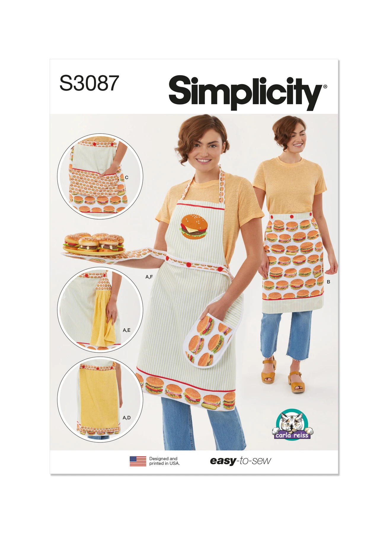 Simplicity Sewing Pattern Aprons in Sizes S-M-L and Kitchen Accessories by Carla Reiss 1 Simplicity Sewing Pattern Aprons in Sizes S-M-L and Kitchen Accessories by Carla Reiss