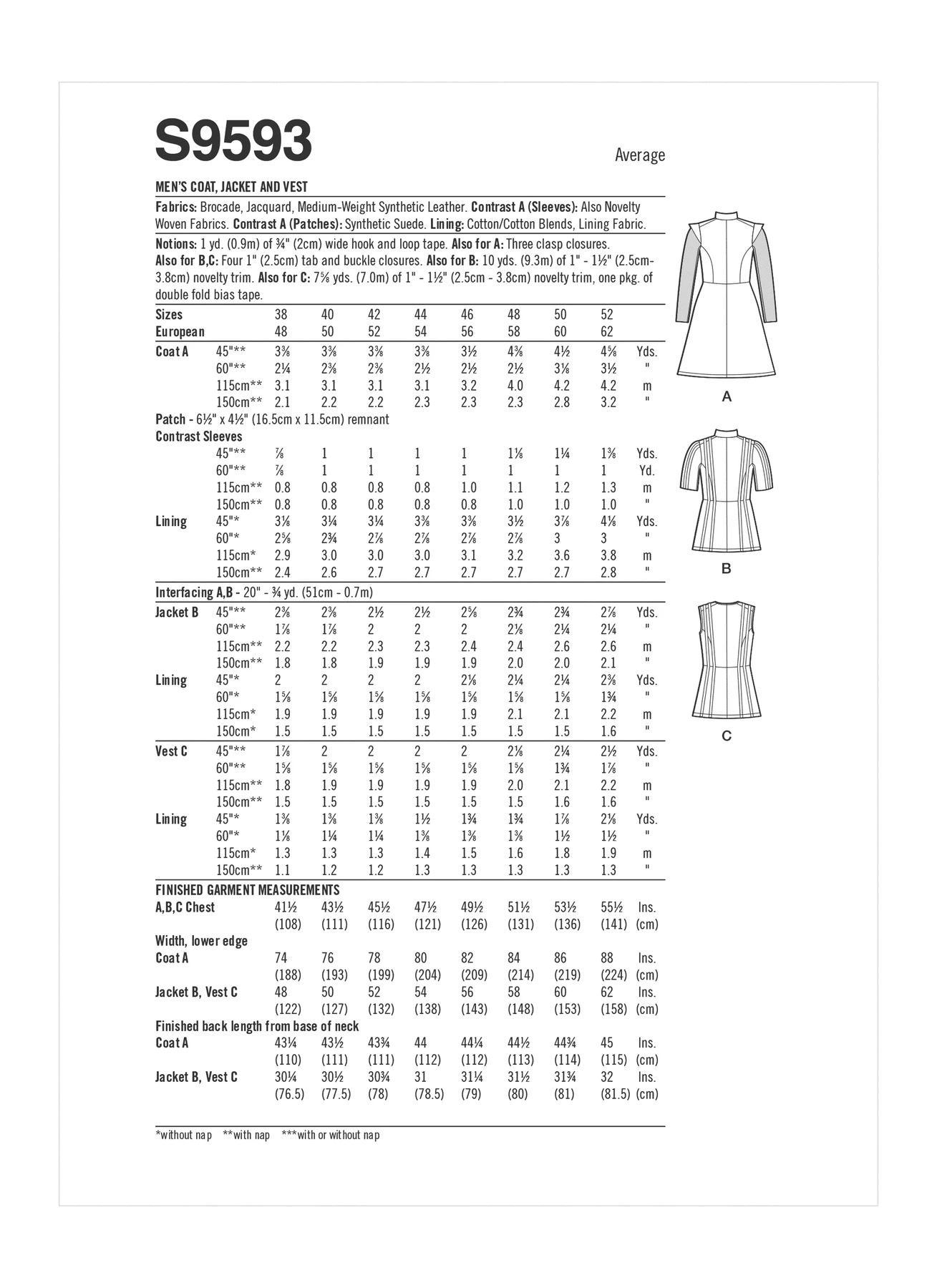 Simplicity Sewing Pattern Men's Coat, Jacket and Vest 7 Simplicity Sewing Pattern Men's Coat, Jacket and Vest