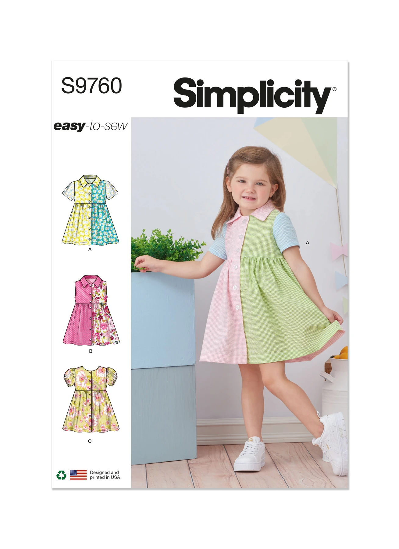 Simplicity Sewing Pattern Toddlers' Dress with Sleeve Variations 1 Simplicity Sewing Pattern Toddlers' Dress with Sleeve Variations