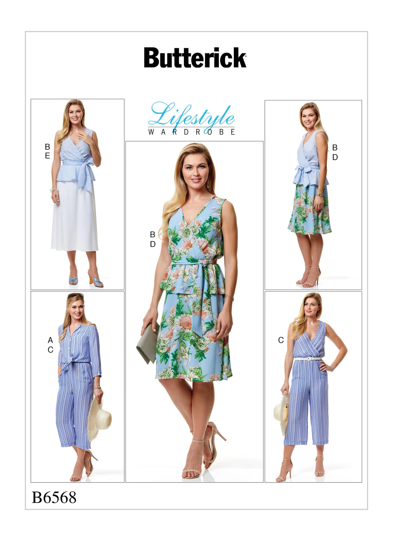 Butterick Sewing Pattern Misses' Top, Sash, Jumpsuit And Skirt (PDF) 1 Butterick Sewing Pattern Misses' Top, Sash, Jumpsuit And Skirt (PDF)