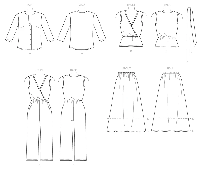Butterick Sewing Pattern Misses' Top, Sash, Jumpsuit And Skirt (PDF) 13 Butterick Sewing Pattern Misses' Top, Sash, Jumpsuit And Skirt (PDF)