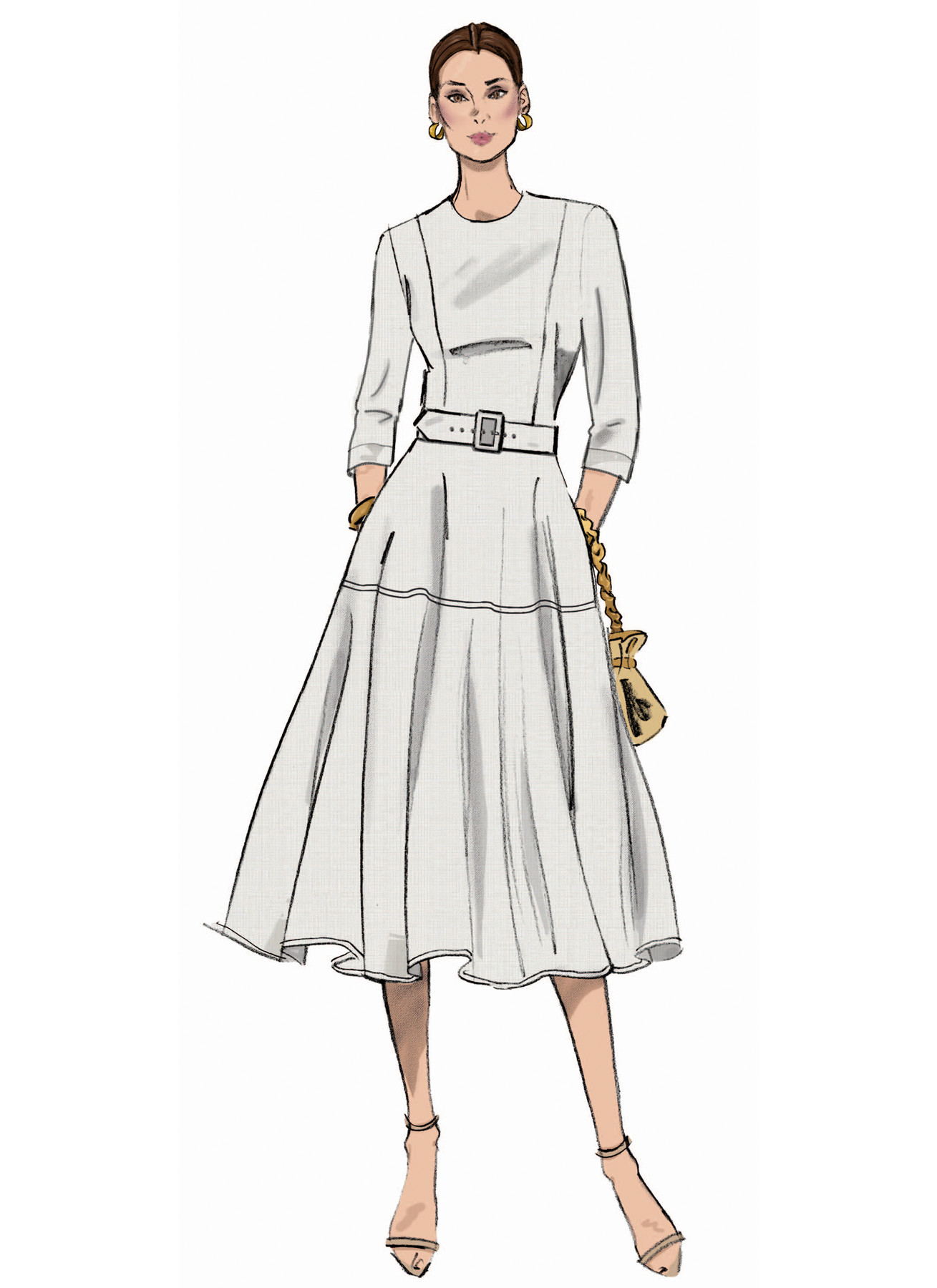 Butterick Sewing Pattern Misses' Fit and Flare Dress with Belt 3 Butterick Sewing Pattern Misses' Fit and Flare Dress with Belt