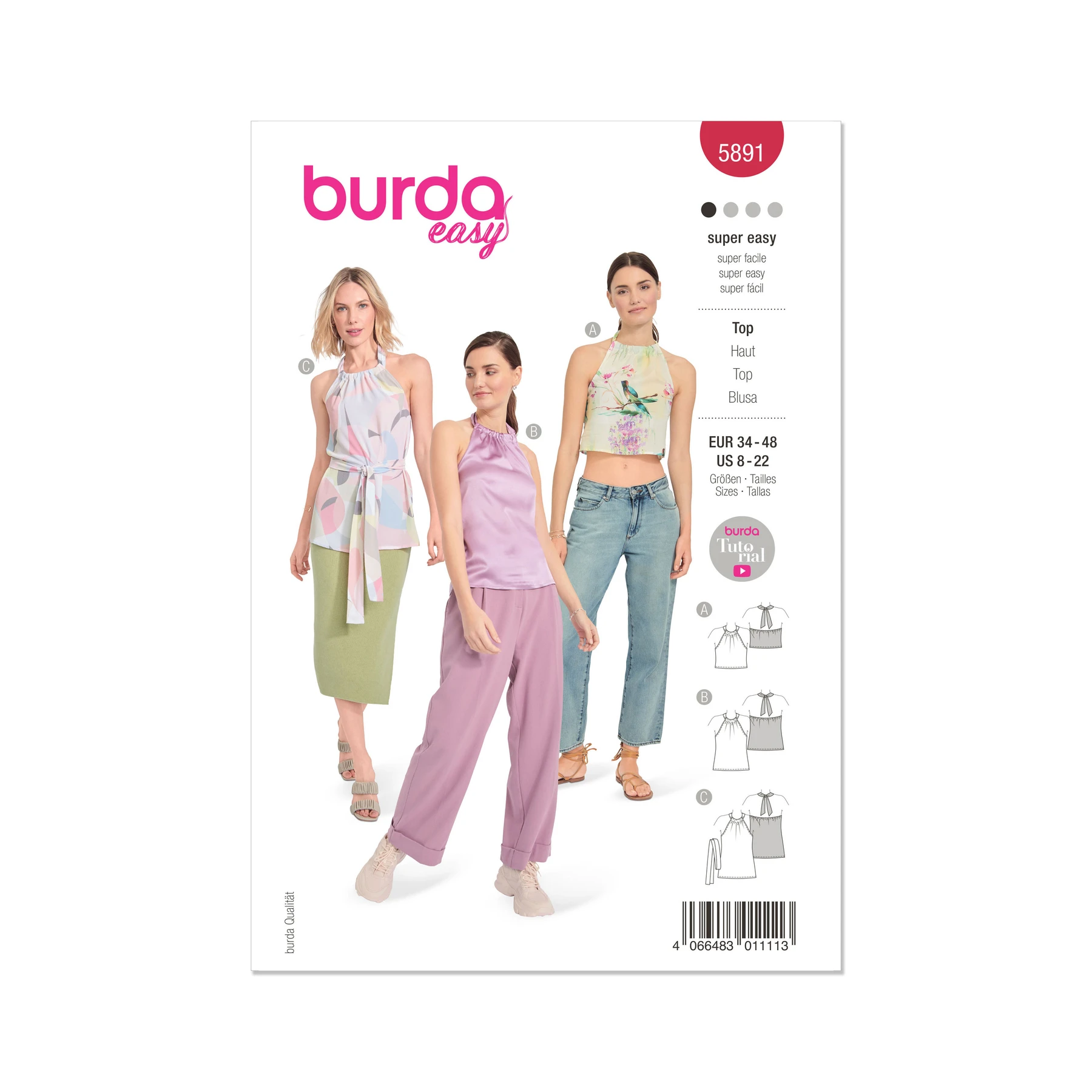 Burda Style Sewing Pattern 5891 Misses' Top 15 Burda Style Sewing Pattern 5891 Misses' Top