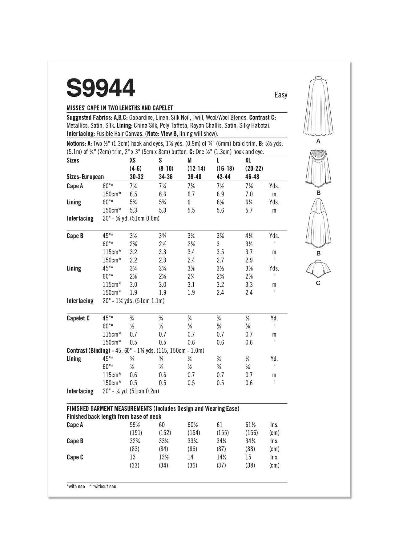 Simplicity Sewing Pattern Misses' Capelet and Cape in Two Lengths by Scissor IMP Workshop (PDF) 10 Simplicity Sewing Pattern Misses' Capelet and Cape in Two Lengths by Scissor IMP Workshop (PDF)