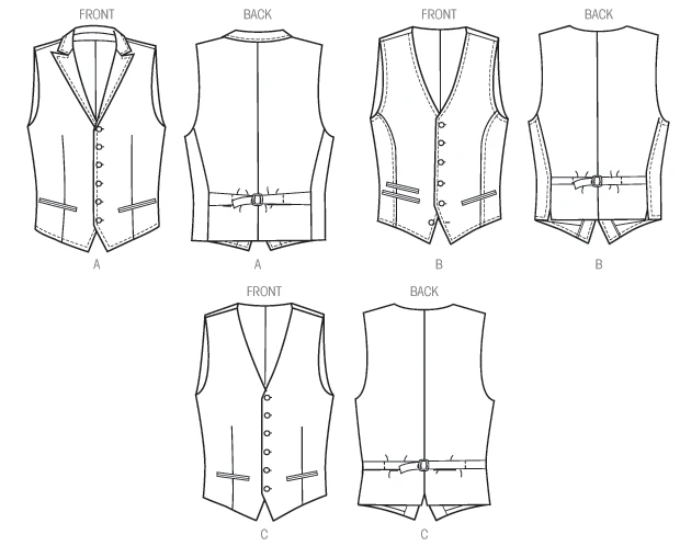 Vogue Patterns Men's Collared or Collarless Vests 7 Vogue Patterns Men's Collared or Collarless Vests