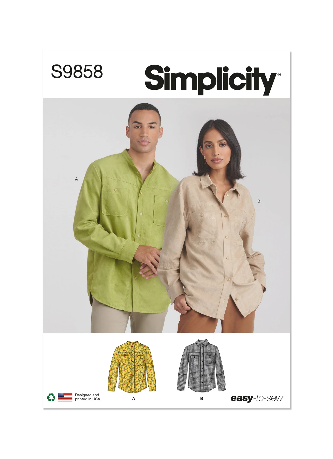 Simplicity Sewing Pattern Unisex Shirts 1 Simplicity Sewing Pattern Unisex Shirts