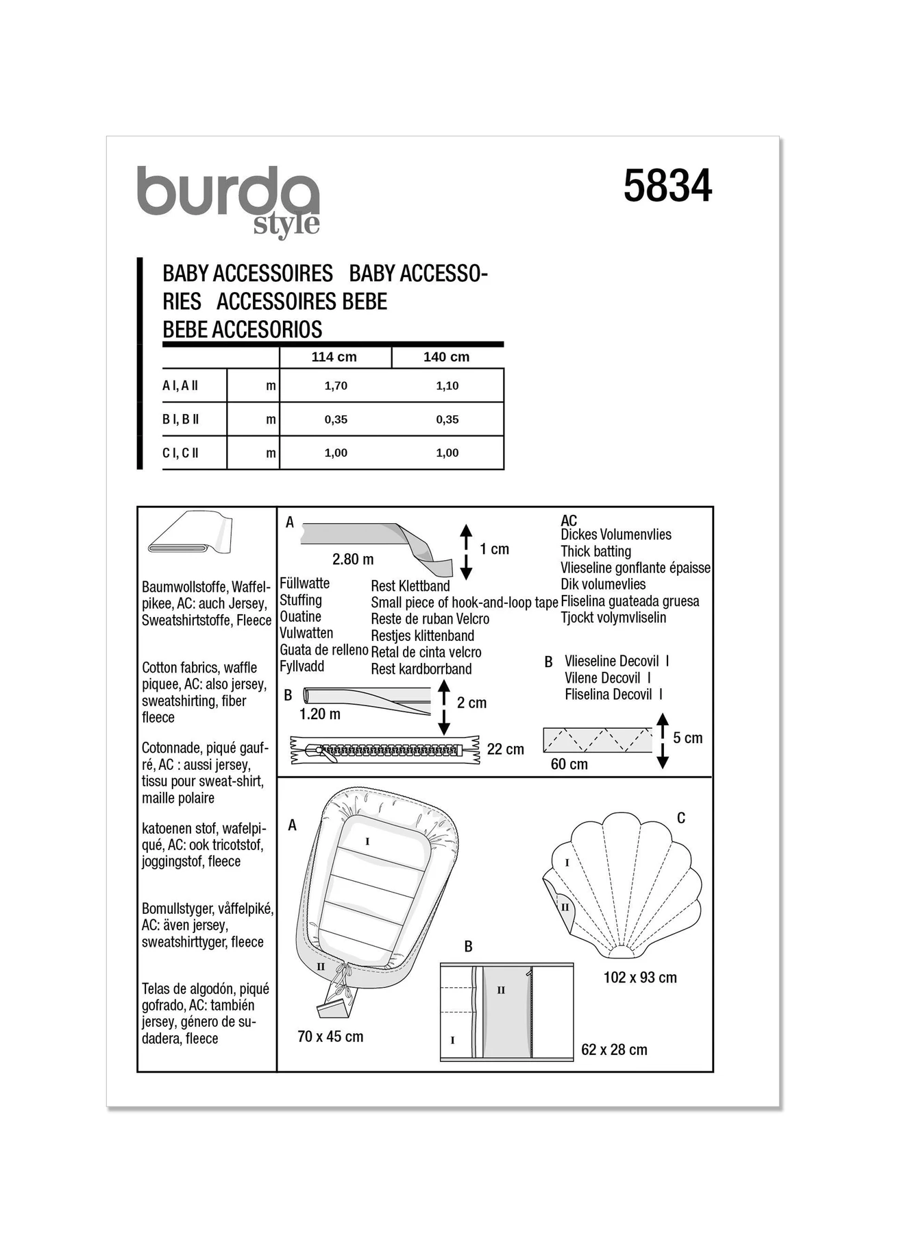 Burda Style Sewing Pattern 5834 Baby Accessories (PDF) 8 Burda Style Sewing Pattern 5834 Baby Accessories (PDF)