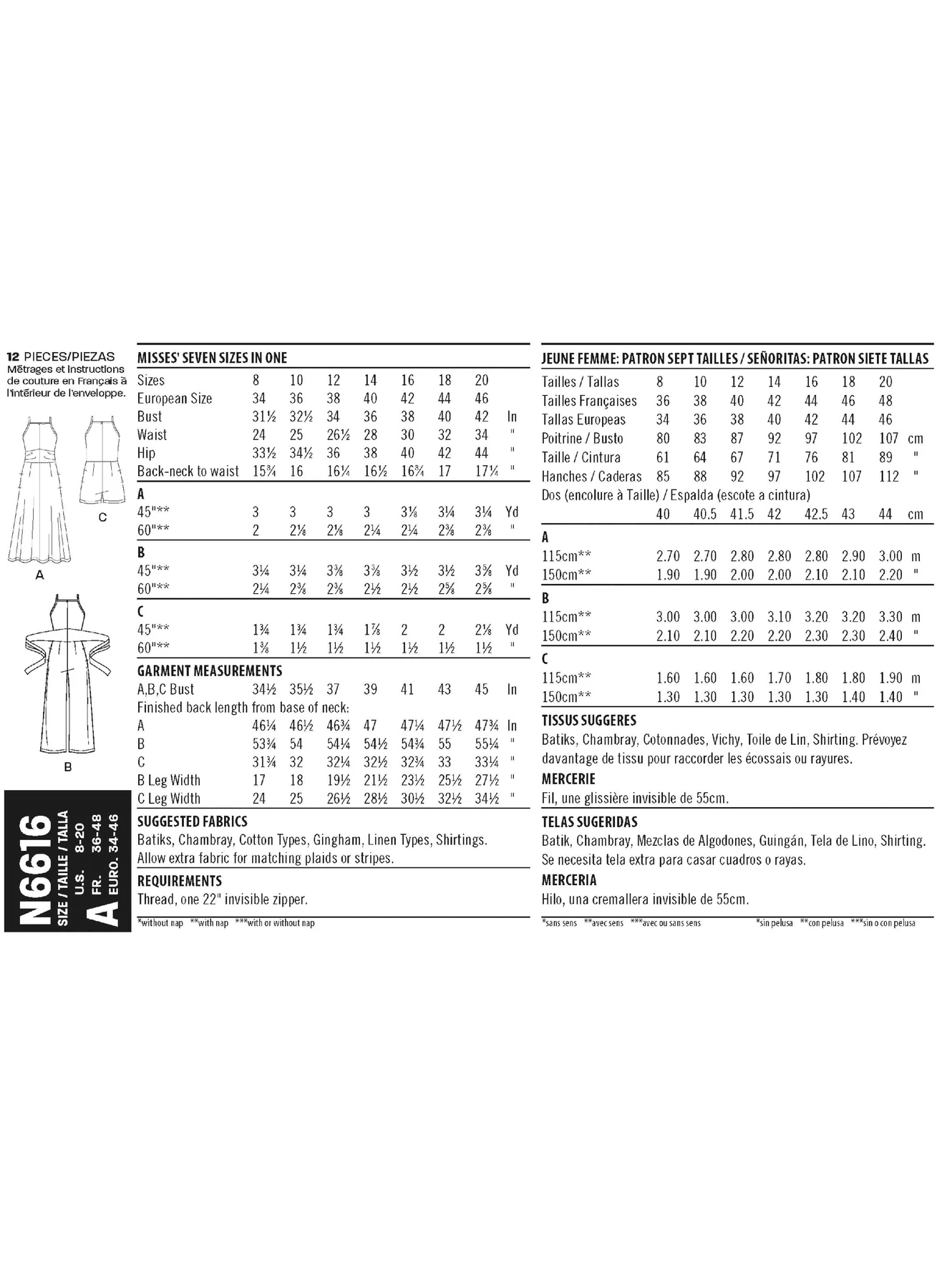 New Look Sewing Pattern Misses' Dress and Jumpsuit 3 New Look Sewing Pattern Misses' Dress and Jumpsuit