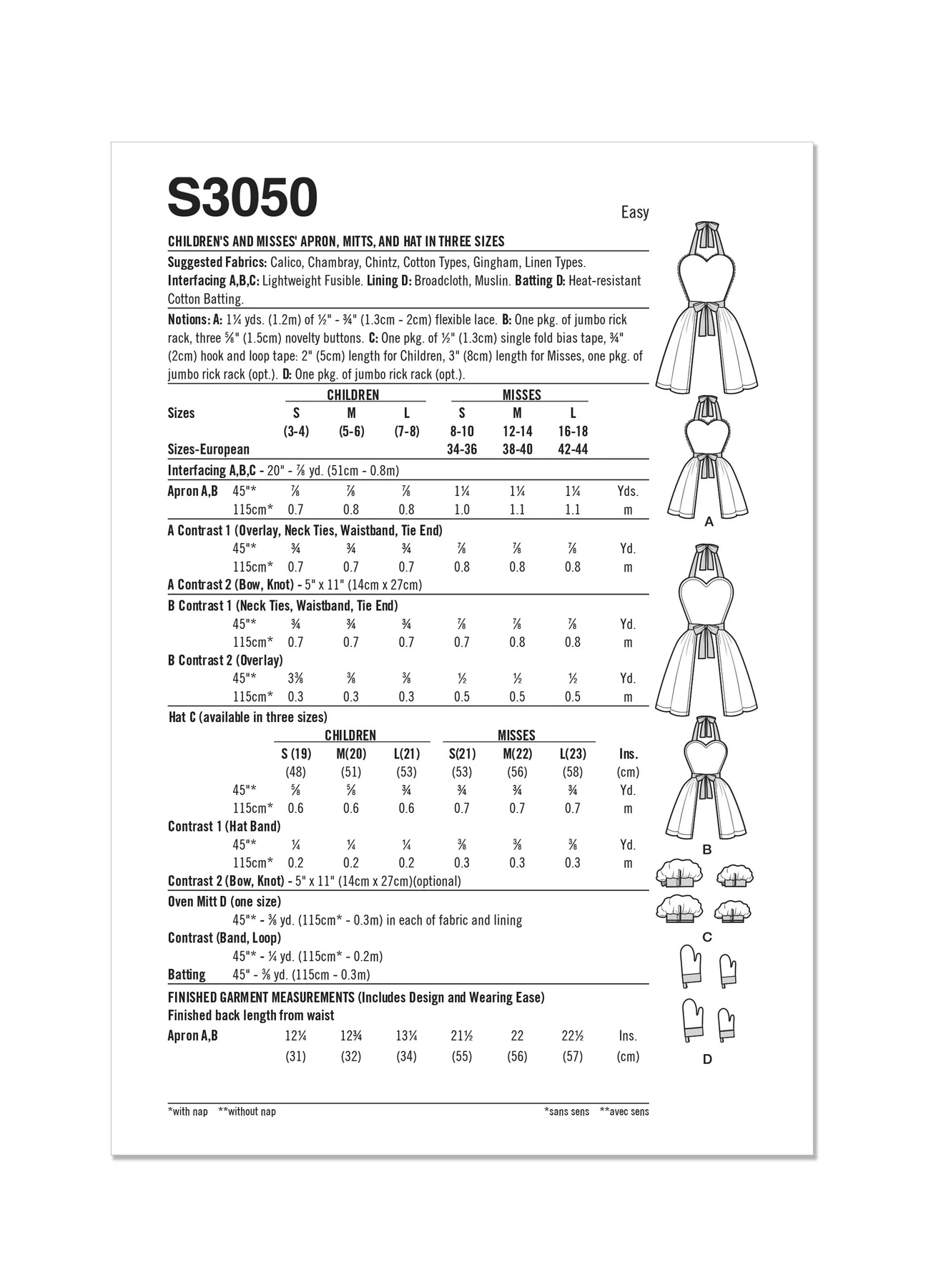 Simplicity Sewing Pattern Children's and Misses' Apron, Mitts and Hat (PDF) 4 Simplicity Sewing Pattern Children's and Misses' Apron, Mitts and Hat (PDF)