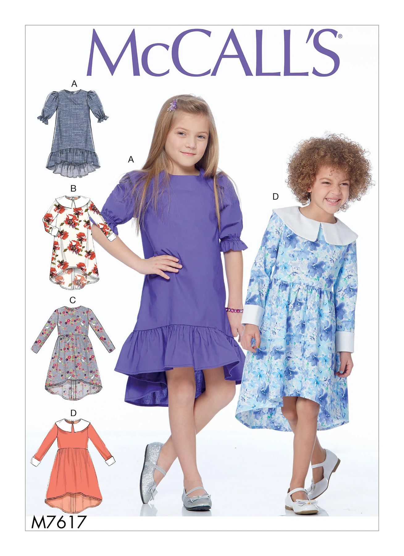McCall's Sewing Pattern Children's/Girls' High-Low Dresses with Collar and Sleeve Variations (PDF) 1 McCall's Sewing Pattern Children's/Girls' High-Low Dresses with Collar and Sleeve Variations (PDF)
