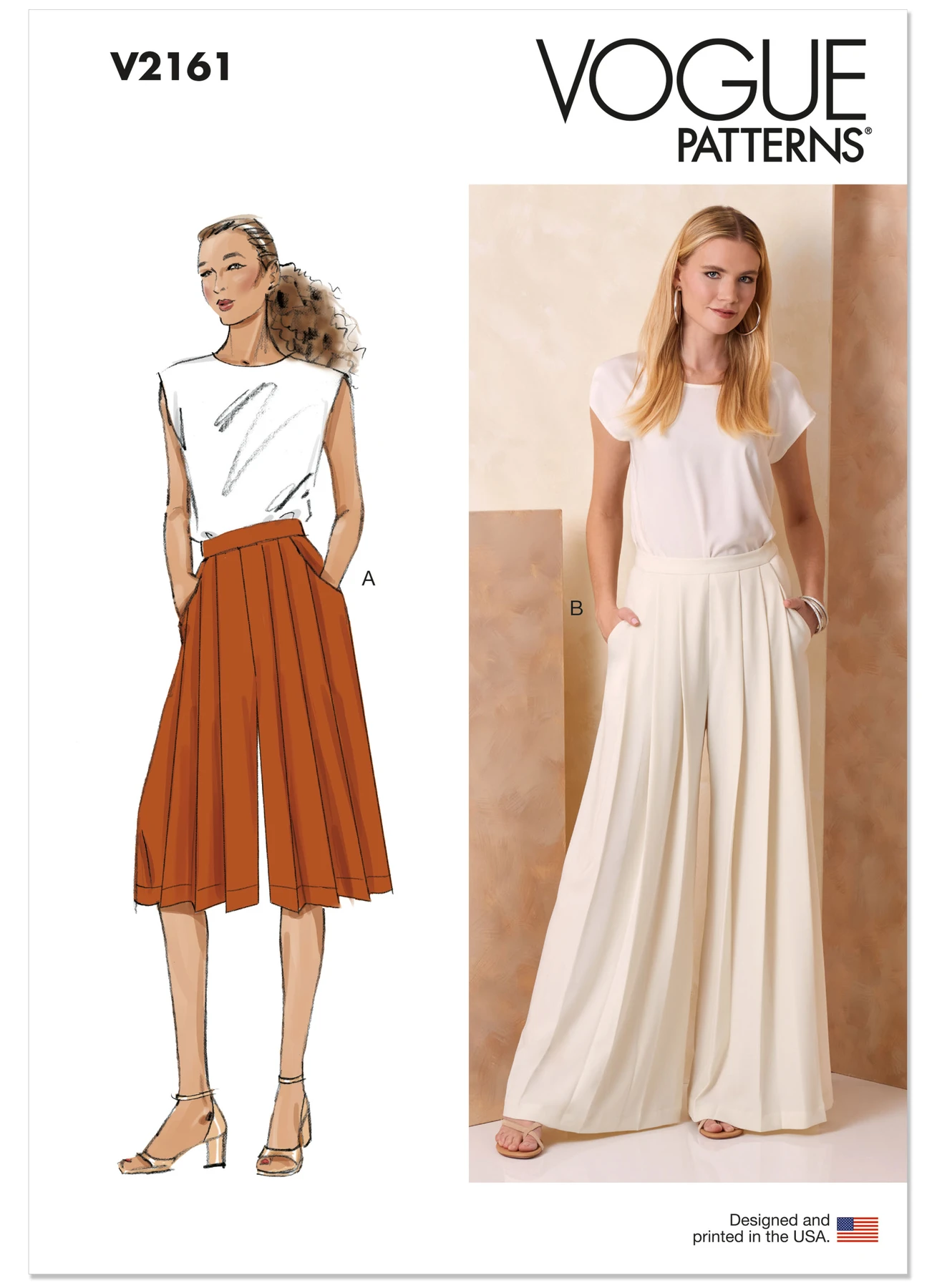 Vogue Patterns Misses' Pleated High Waist Pants in Two Lengths 1 Vogue Patterns Misses' Pleated High Waist Pants in Two Lengths