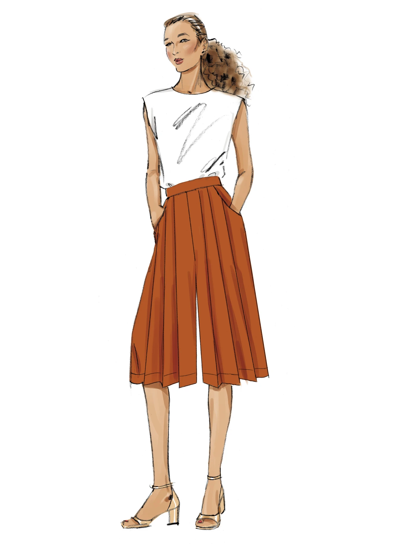 Vogue Patterns Misses' Pleated High Waist Pants in Two Lengths 3 Vogue Patterns Misses' Pleated High Waist Pants in Two Lengths