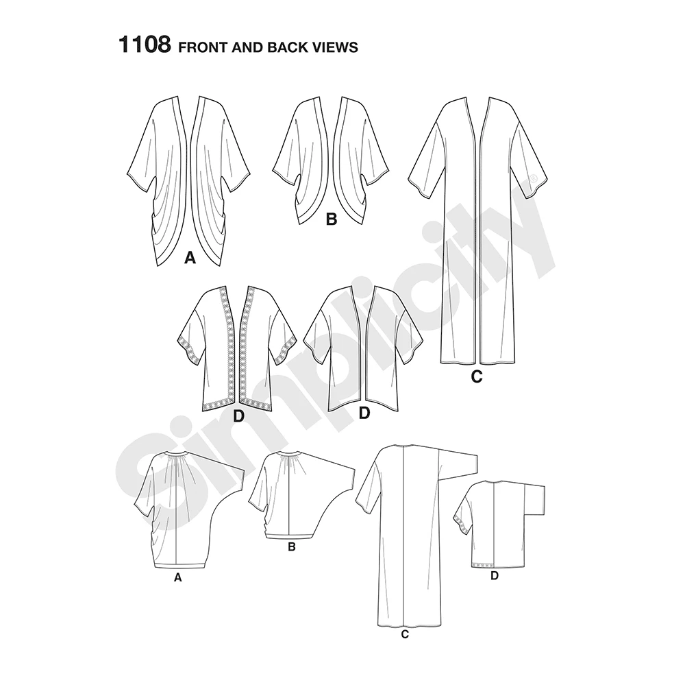 Simplicity Sewing Pattern Misses' Kimonos in Different Styles 6 Simplicity Sewing Pattern Misses' Kimonos in Different Styles