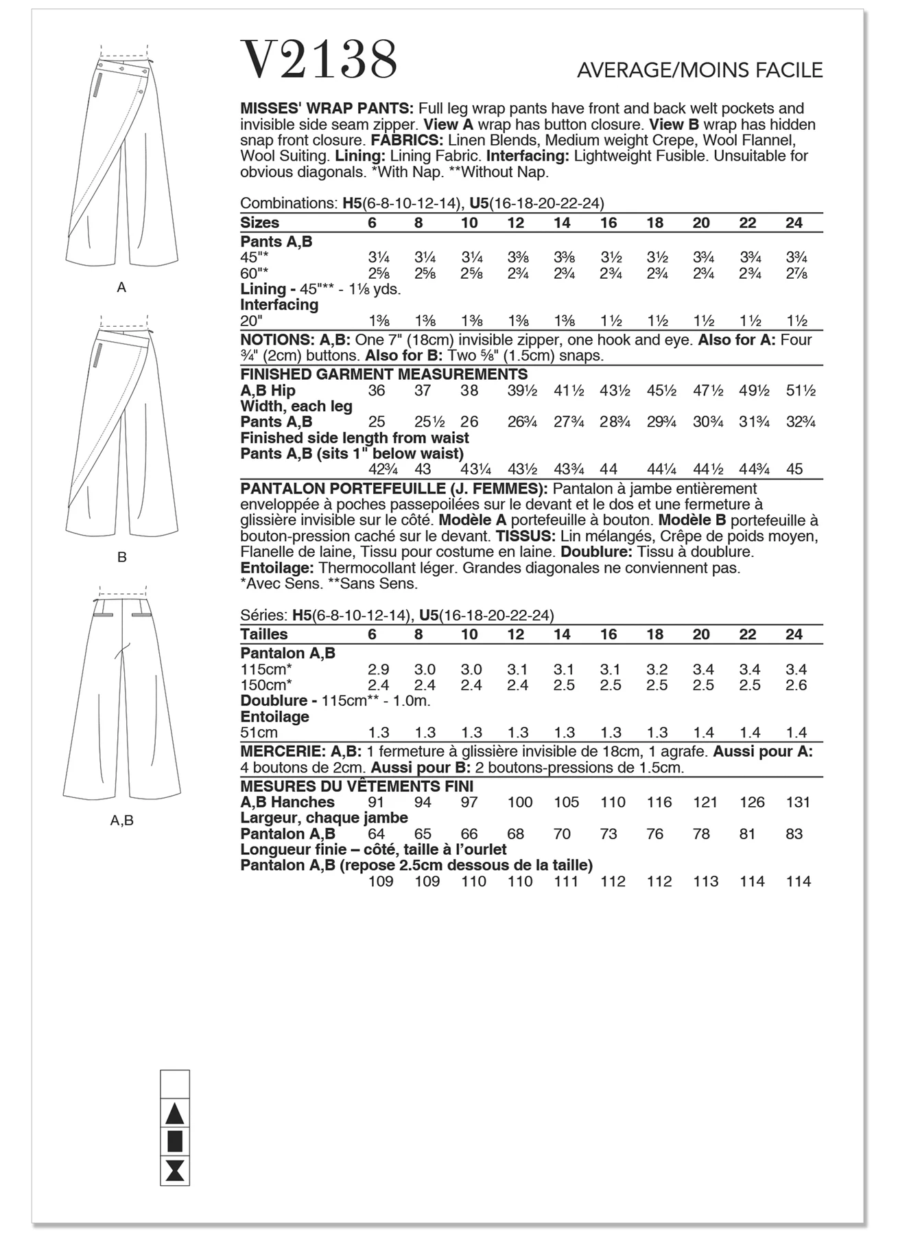 Vogue Patterns Misses' Wrap Pants 6 Vogue Patterns Misses' Wrap Pants