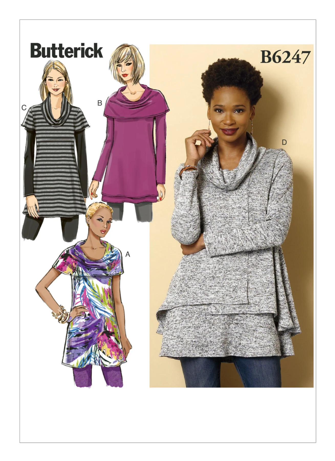Butterick Sewing Pattern Misses' Cowl-Neck Tunics (PDF) 1 Butterick Sewing Pattern Misses' Cowl-Neck Tunics (PDF)