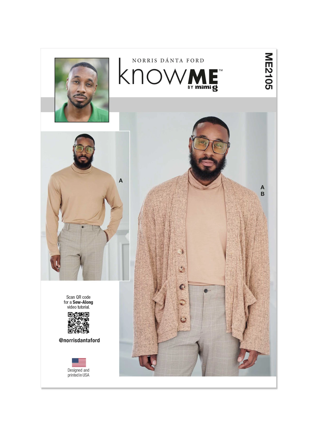 Know Me Sewing Pattern Men's Knit Turtleneck and Cardigan by Norris Dánta Ford (PDF) 1 Know Me Sewing Pattern Men's Knit Turtleneck and Cardigan by Norris Dánta Ford (PDF)