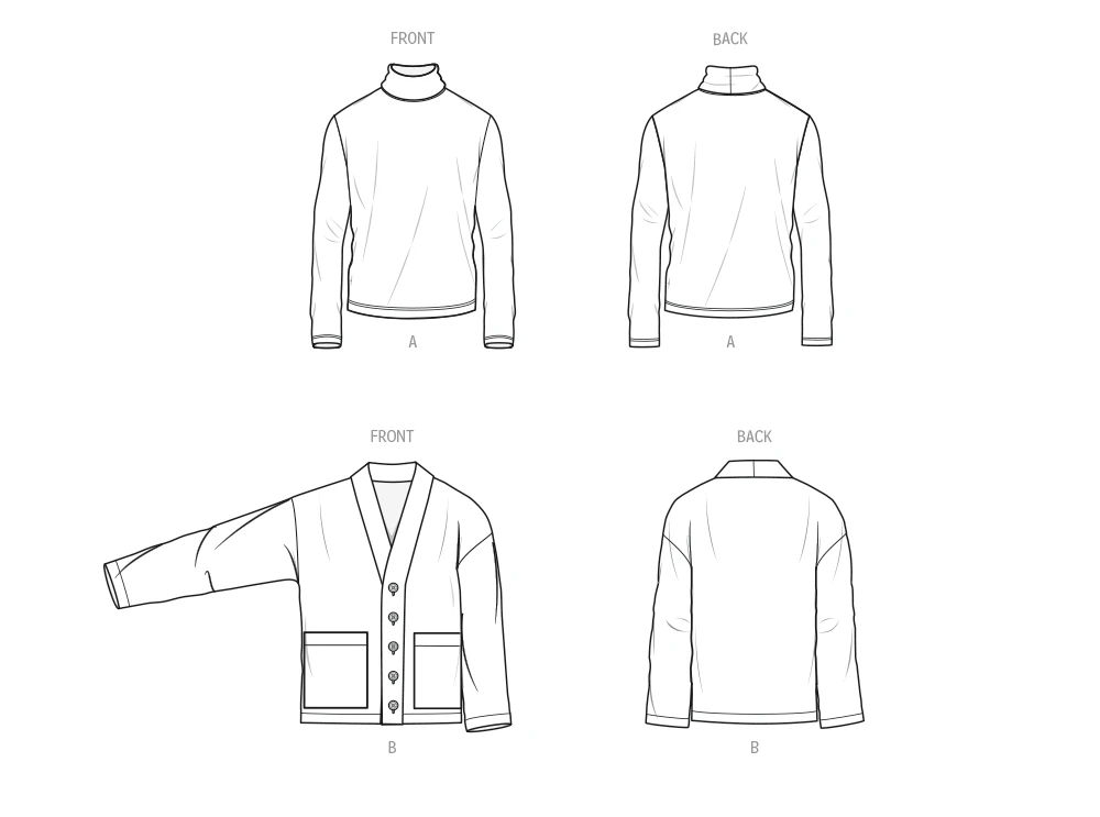 Know Me Sewing Pattern Men's Knit Turtleneck and Cardigan by Norris Dánta Ford (PDF) 7 Know Me Sewing Pattern Men's Knit Turtleneck and Cardigan by Norris Dánta Ford (PDF)