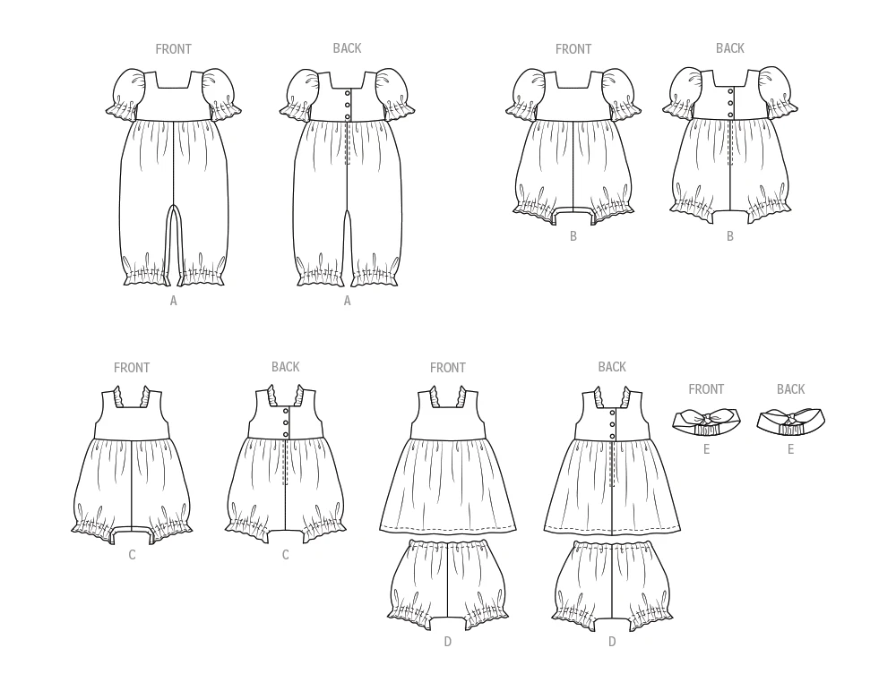 Butterick Sewing Pattern Babies' Rompers, Dress, Bloomers and Headband 9 Butterick Sewing Pattern Babies' Rompers, Dress, Bloomers and Headband