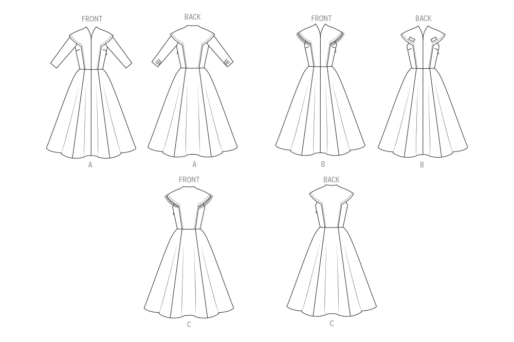 Butterick Sewing Pattern 1950s Misses' Capelet Yoked Dresses 6 Butterick Sewing Pattern 1950s Misses' Capelet Yoked Dresses